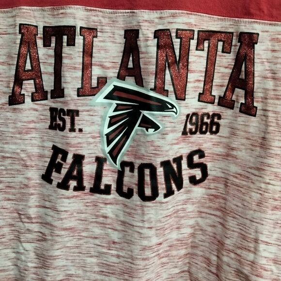 NFL Women Red & Black Atlanta Falcons With Crew Neck T Shirt - Picture 2 of 4